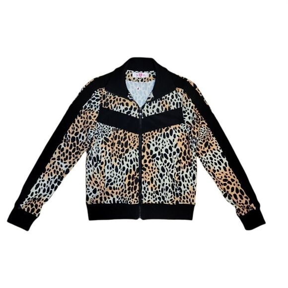 NWT Buddy Love VONN ELASTIC LONG SLEEVE ZIP UP Work Out Jacket CHEETAH Black S - Picture 6 of 12
